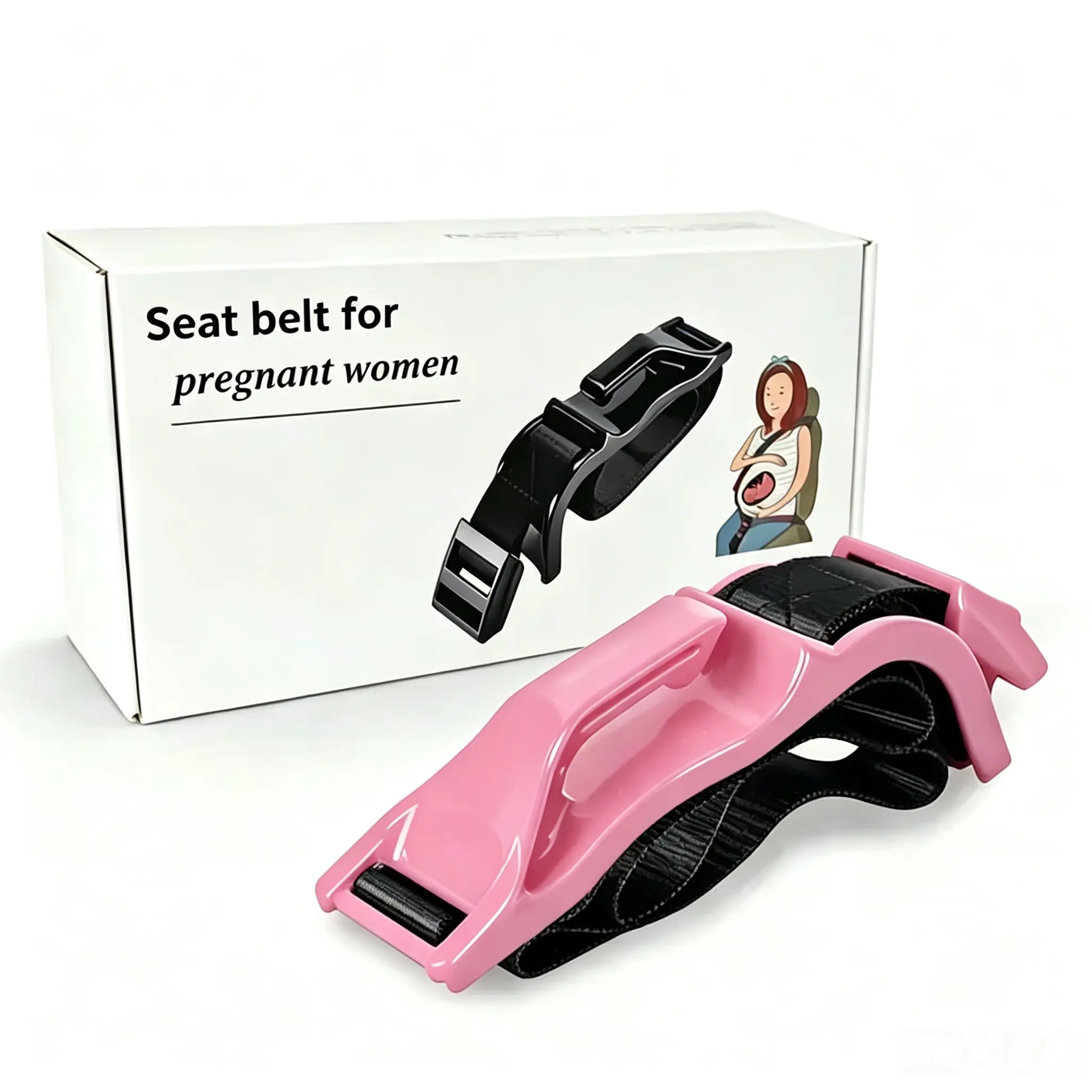 Pregnant Car Seat Belt Adjustable Adjuster, Comfort and Safety for Maternity Moms, Pregnancy Seat Belt, Safe Driving for Pregnant Women, 4-10 Months