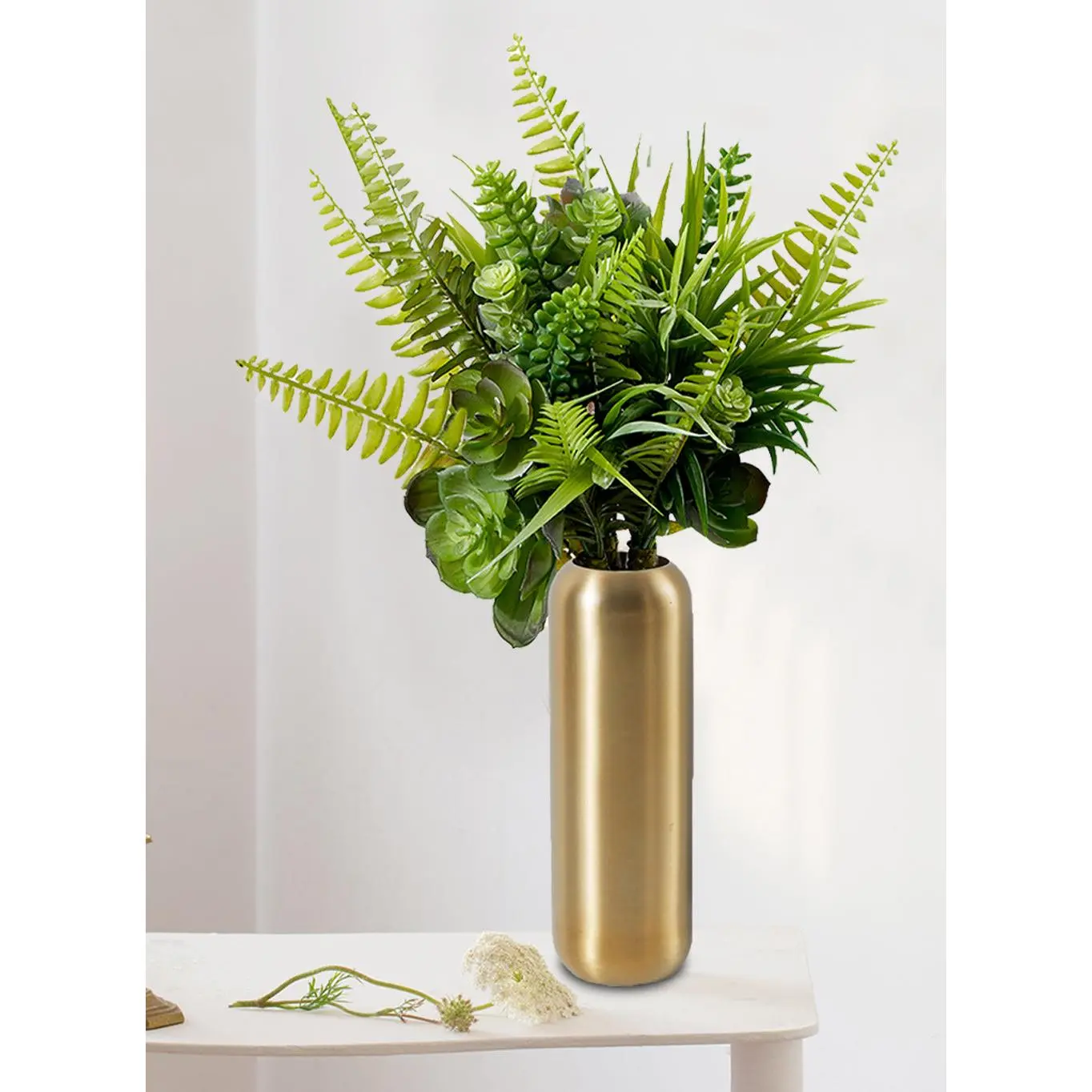 DIY Vase Kit: Succulent Bouquet & Gold Metal Vase