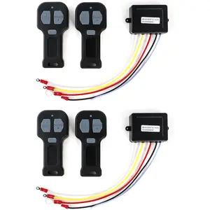 12V Car Wireless Winch Electric Remote Control, 4 Pack Universal Mini 5 Wire Control Winch with Dual Manual Matching Transmitter
