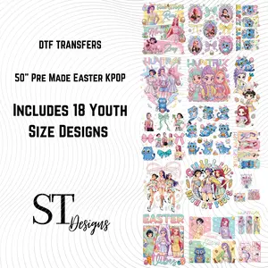 DTF Gangsheet 50'' Includes 18 Youth Designs Easter Theme Kpop Theme for kids shirts