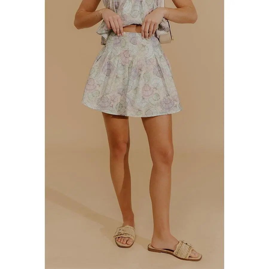 Seashells And Sunshine High Waist Mini Skirt