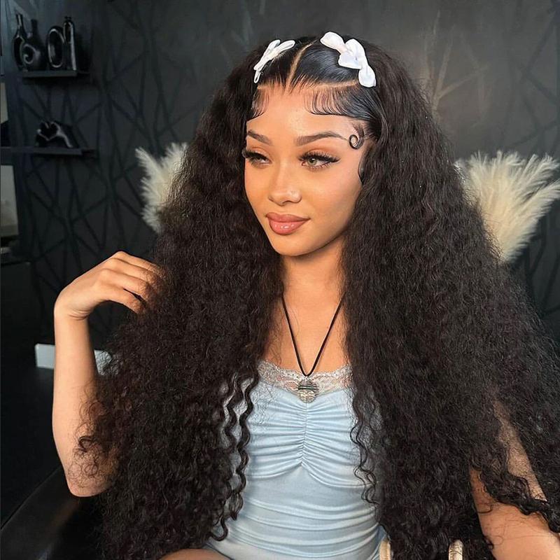 Deep Wave 13X6 Lace Front Wigs Human Hair Wigs Transparent Pre Plucked Deep Curly Lace Frontal Wigs Human Hair Lace Front Wigs 180% Density Natural Color