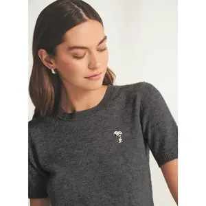 Women's Snoopy Hug Lightweight Cashmere Short Sleeve Sweater
