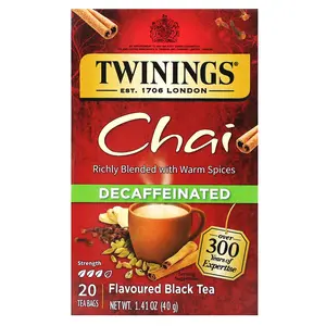 Twinings Flavored Black Tea, Chai, Decaffeinated , 20 Tea Bags, 1.41 oz (40 g)
