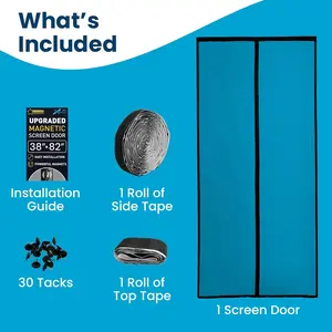 Flux Phenom Magnetic Screen Door - Bugs Out, Breeze in - 9min Install Auto-Sealing Heavy Duty Double Stitched Mesh, 52 Magnets, Hands Free Sliding & Patio Doors Net, Pet & Kid Friendly, 38 x 82 Inch