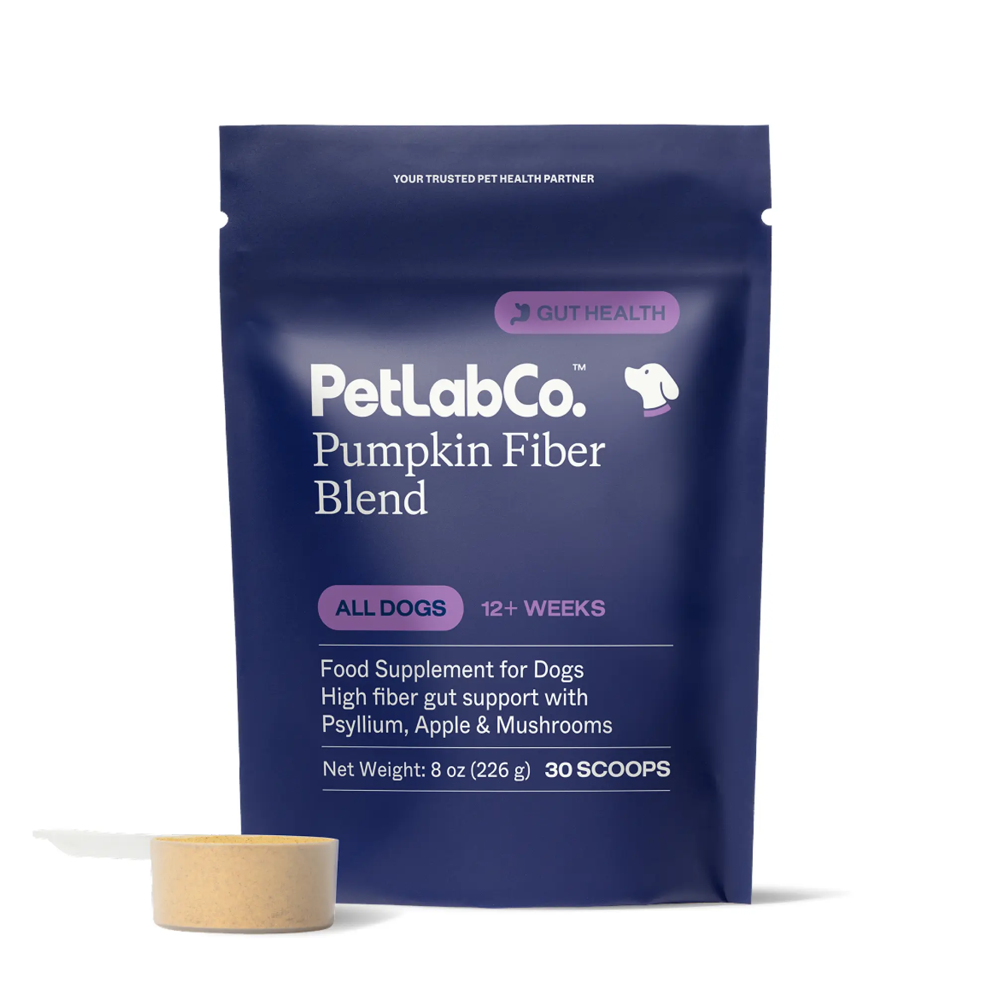 PetLabCo. Pumpkin Fiber Blend for Dogs - Digestive Support Supplement with Pumpkin, Tri-Mushroom Blend & Dietary Fiber for Gut Health, Colon Health, and normal Bowel Function