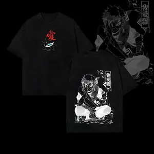 Gaara - Naruto Anime Double Printed Vintage Washed Tee Unisex Oversize Anime Manga Washed Heavyweight Cotton T-shirt, Gift For Anime Fan