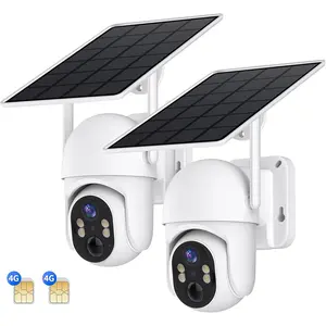 4G LTE Cellular Security Camera with Solar Panel, Outdoor 360° Full View, Color Night Vision, Unlimited Data Plan, 2K Live Video, Solar Powered No WiFi Security Camera, Motion Alert, Remote Access, Built-in SIM Card (Black)