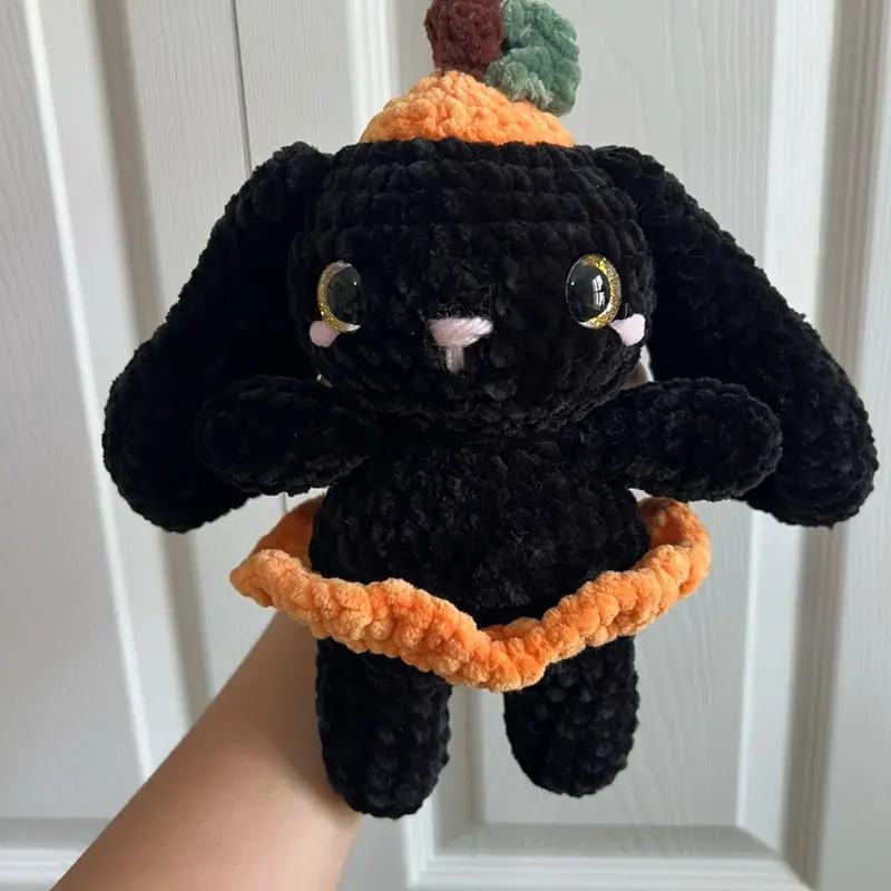 Halloween Pumpkin Bunny Crochet Plush | Handmade Fall Bunny Decor
