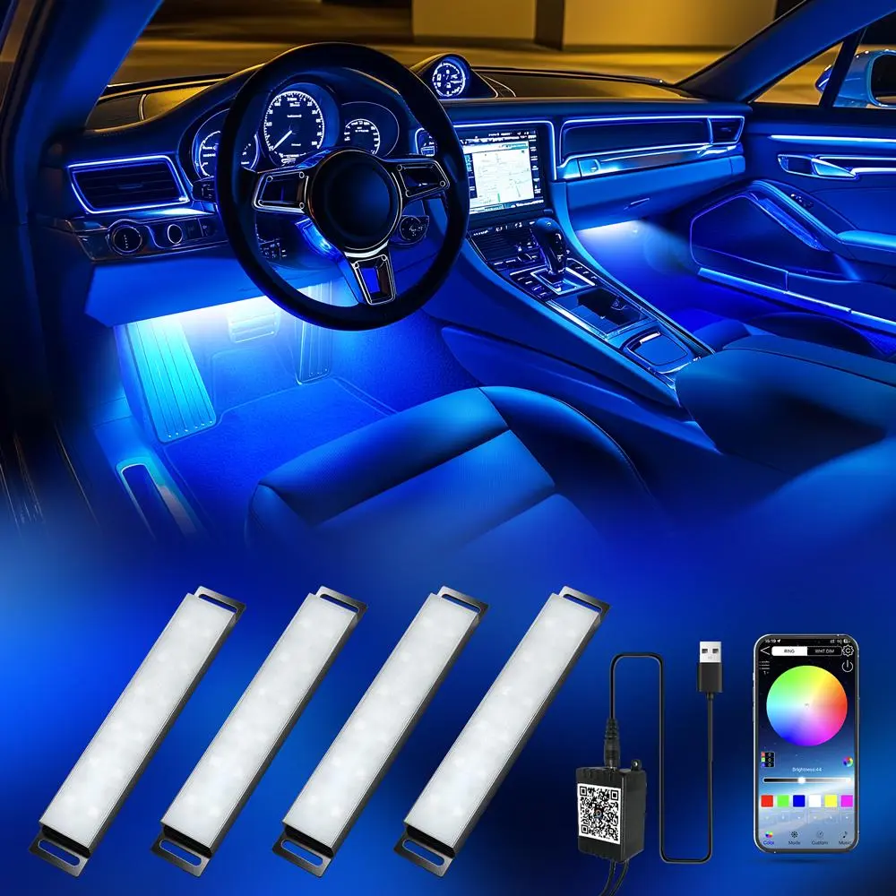 Car Interior Ambient Light Block, Bluetooth-compatible APP Control, Multi-Color Neon, Music Mode, USB Charging Dc5v, Car Atmosphere Lighting, Car Atmosphere Lamp, Car Decorative Light, Auto Decorative Light, Car Lighting Accessories