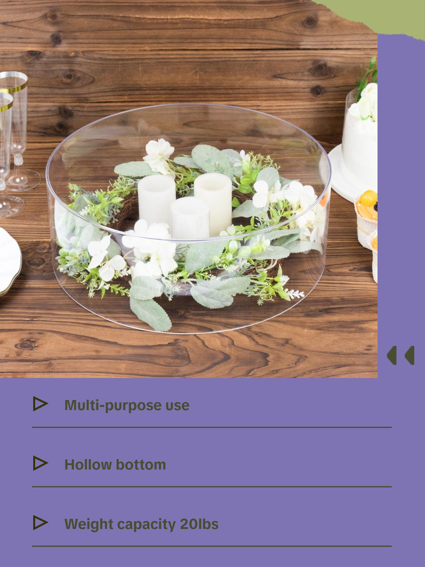 14" Round Acrylic Transparent Fillable Display Box Cake Stand, Clear Pedestal Riser With Hollow Bottom