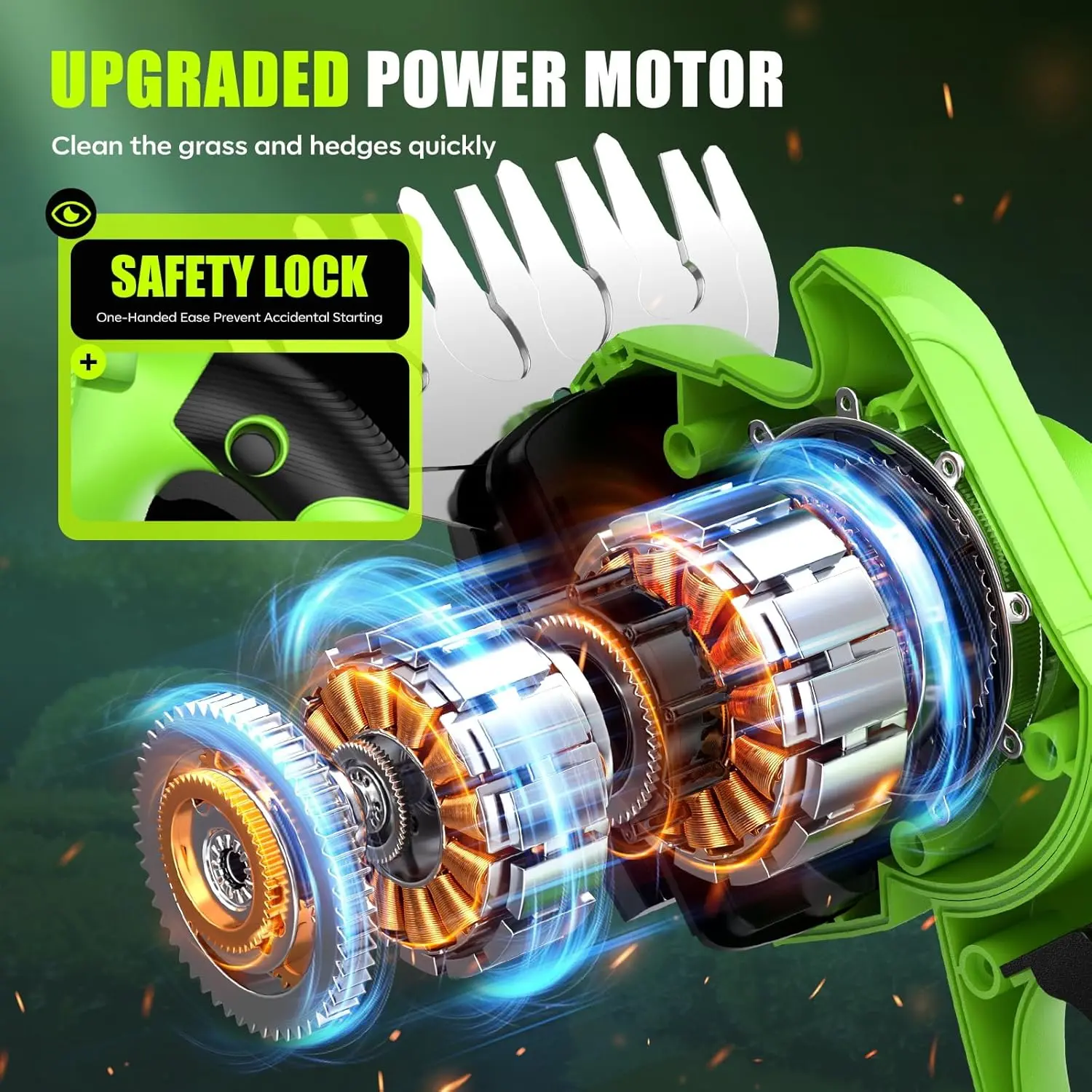 2-in-1 600W Brushless Cordless Hedge Trimmer Kit, 21V Battery-Operated Shrub Trimming Tool, Lightweight Garden Cutting Tool for Home Use