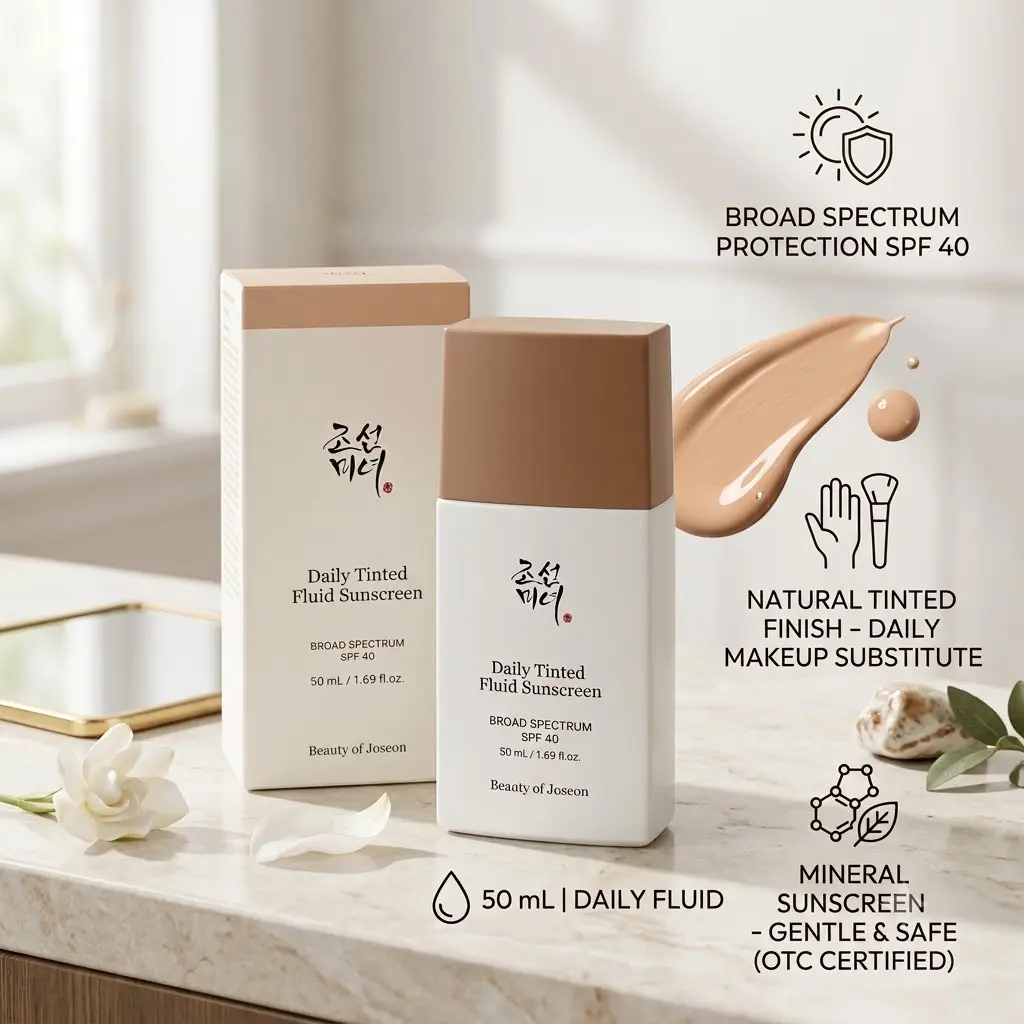 Daily Tinted Mineral Sunscreen Fluid (50mL) - OTC Certified, Broad-Spectrum SPF Facial Sunscreen, Skincare Makeup Base