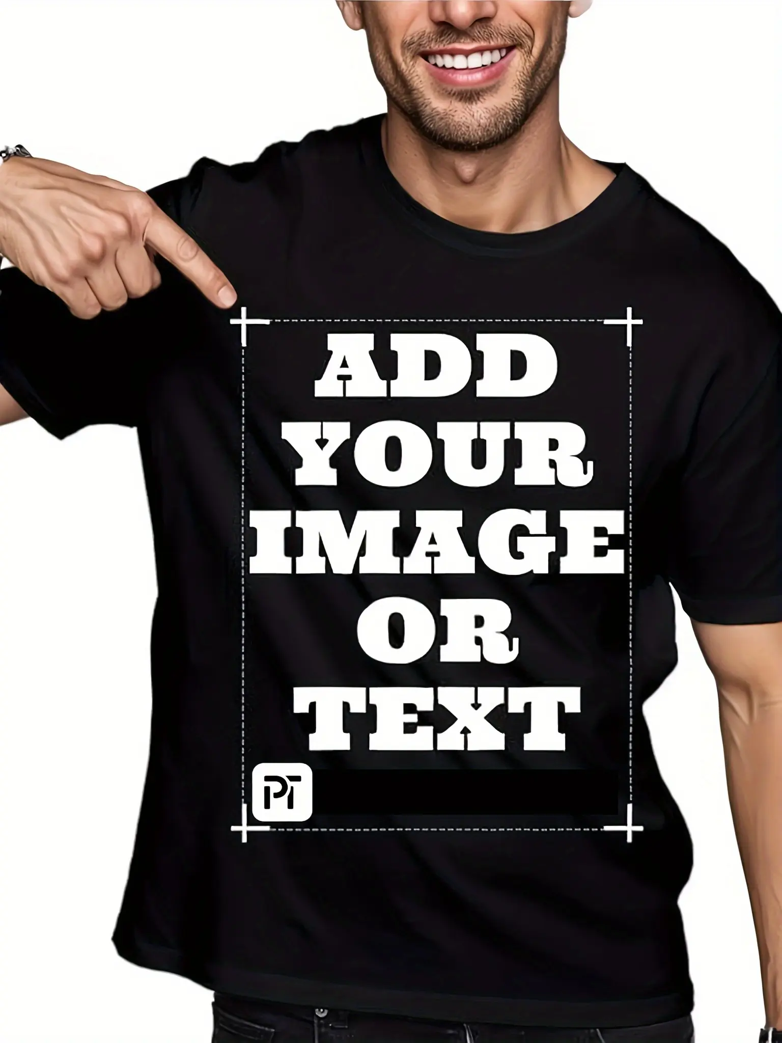 Men's Casual Custom Tshirt, Short-Sleeve Round Neck Top Personalized with Your Photo, Logo or Text for Outdoor Parties, Shortsleeve, Menswear Graphic Tee Design Crewneck Tee Shirts