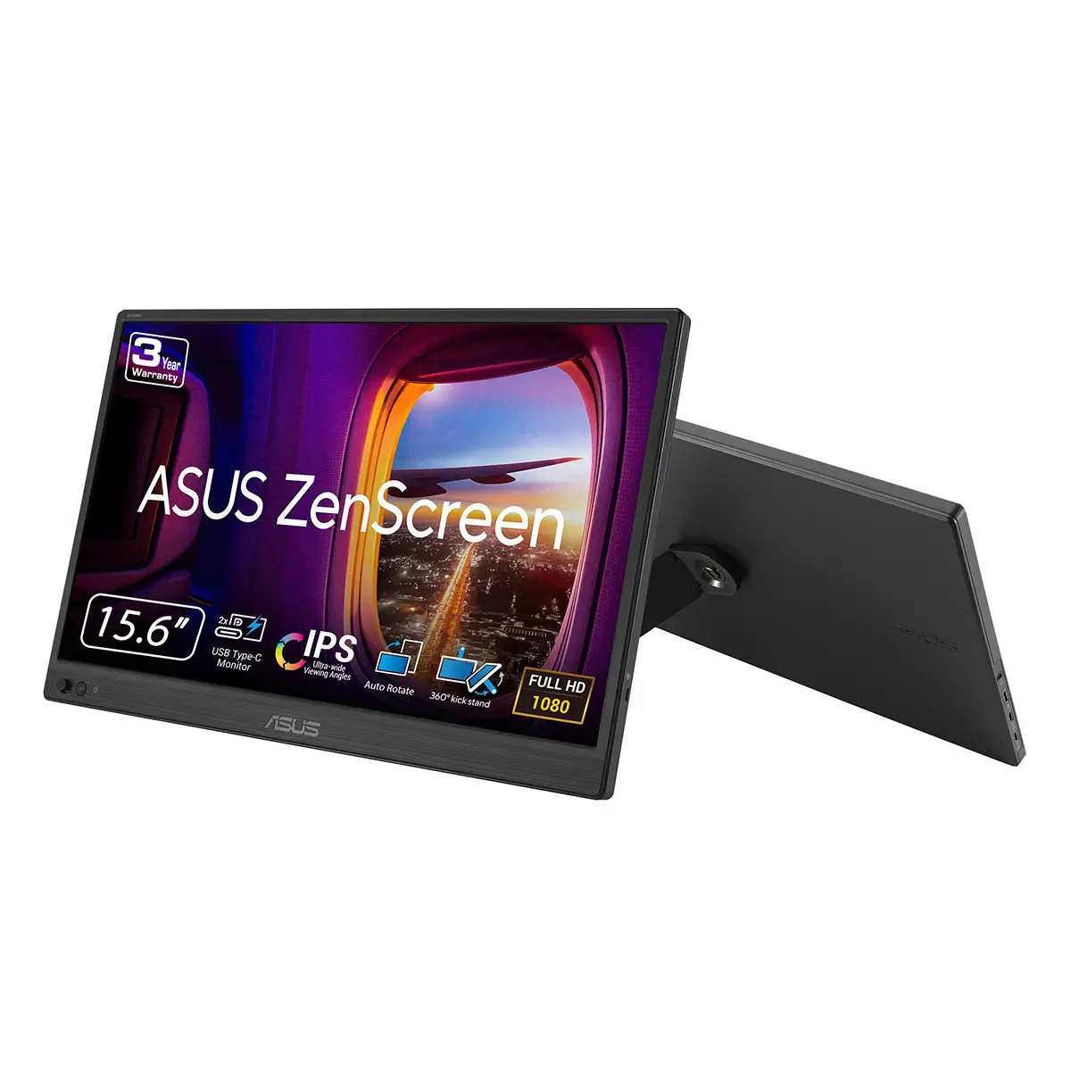 ASUS ZenScreen MB169CK Portable Monitor, 15.6" 16:9 1920x1080 Full HD IPS Panel, USB-C Port LED Display for Computers & Office Use