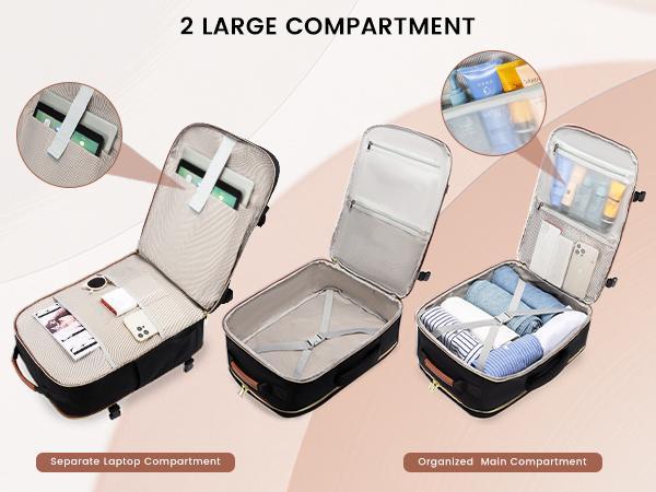 LOVEVOOK Colorblock Carry-On Travel Backpack with 3 Packing Cubes and Laptop Compartment - Personal Item,TSA-Friendly, Travel Essentials, Airline Approved Travel Bag for Hiking, Weekend, SpringStatements