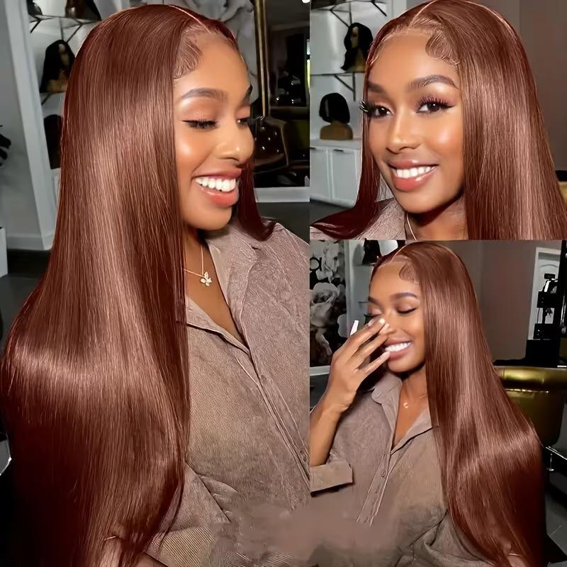 Highlight Wig 13x6 Hd Lace Frontal Wig Natural Hairline Pre Plucked P4/27 Ombre Colored Straight Human Hair Wig For Women