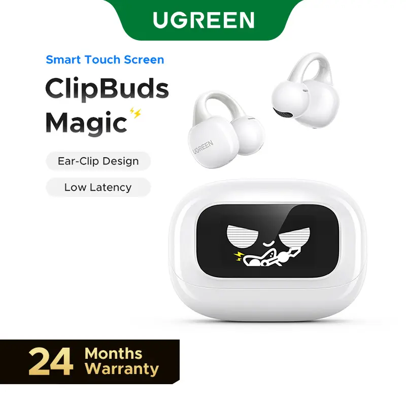 UGREEN S6 Magic Clip-on Bluetooth Earbuds with Built-in Mic, High-Quality Audio, LCD Screen Display, 30H Long Playtime & Touch Control - DealsForYouDays TikTokShopBackToSchool, Headset, 24 Months