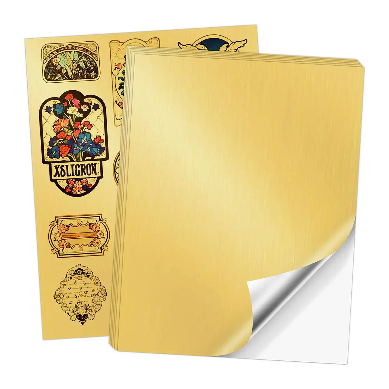Koala Metallic Brushed Gold Vinyl Sticker Paper – Printable, Waterproof Sheets for Inkjet & Laser Printers, 8.5x11", DIY Craft Paper