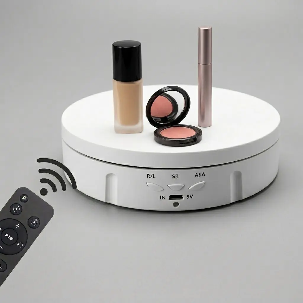 TikTok Viral 360° Rotating Display Stand with Remote, 146mm Motorized Turntable for Product Video & Live Streaming, 10kg/22lbs Capacity Ultra-Quiet Show Stand for Cosmetics Jewelry 3C Electronics