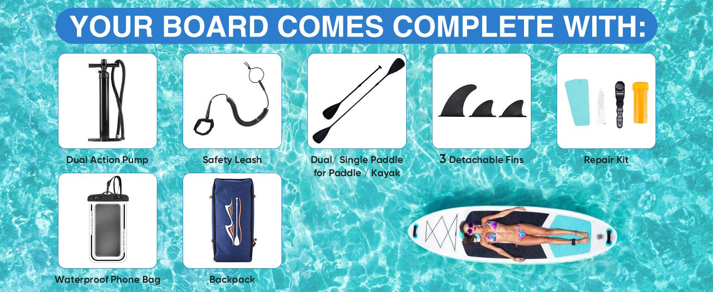 Premium SUP Inflatable Stand Up Paddle Board with 2-in-1 Paddle, Wide Stable Design, Non-Slip Comfort Deck for Adults & Youth, Non-Slip Comfort Deck