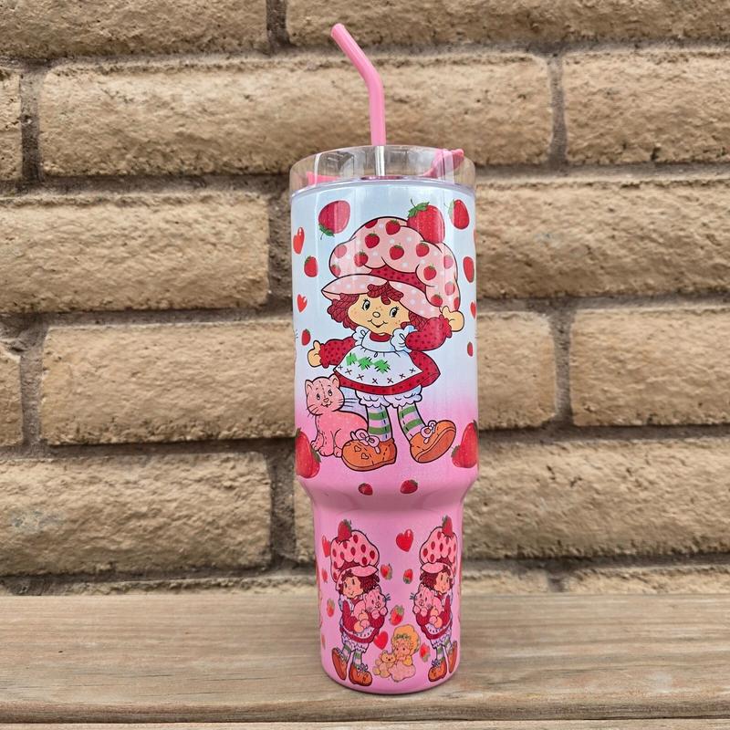 Strawberry Shortcake Tumbler 40oz Shimmer Pink Gradient