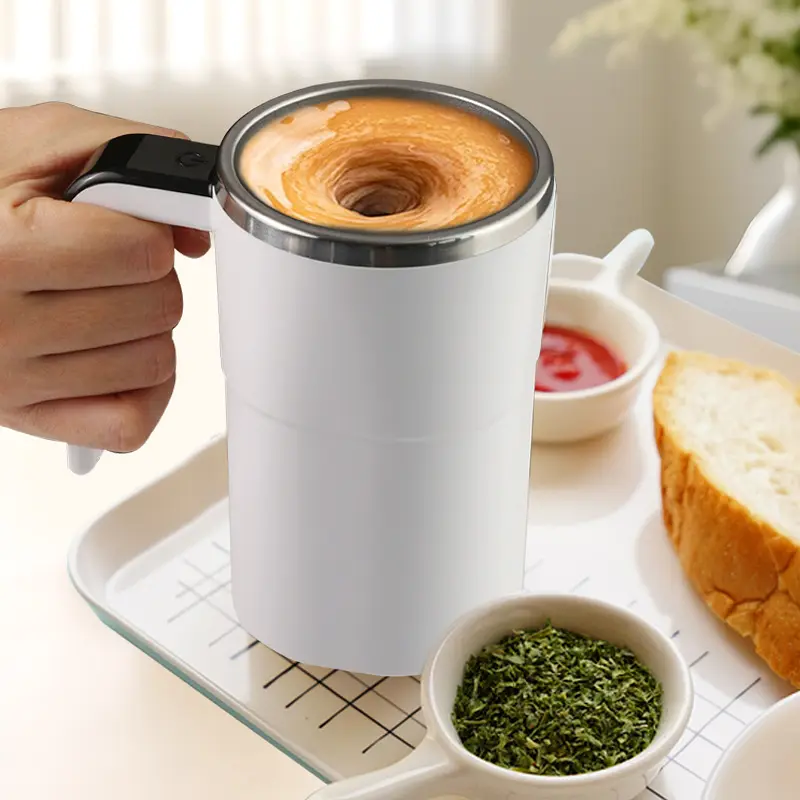Smart Auto Stirring Mug USB Rechargeable 304 Stainless Steel Temperature Display Self Stirring Coffee Milk Cup for Home Kitchen