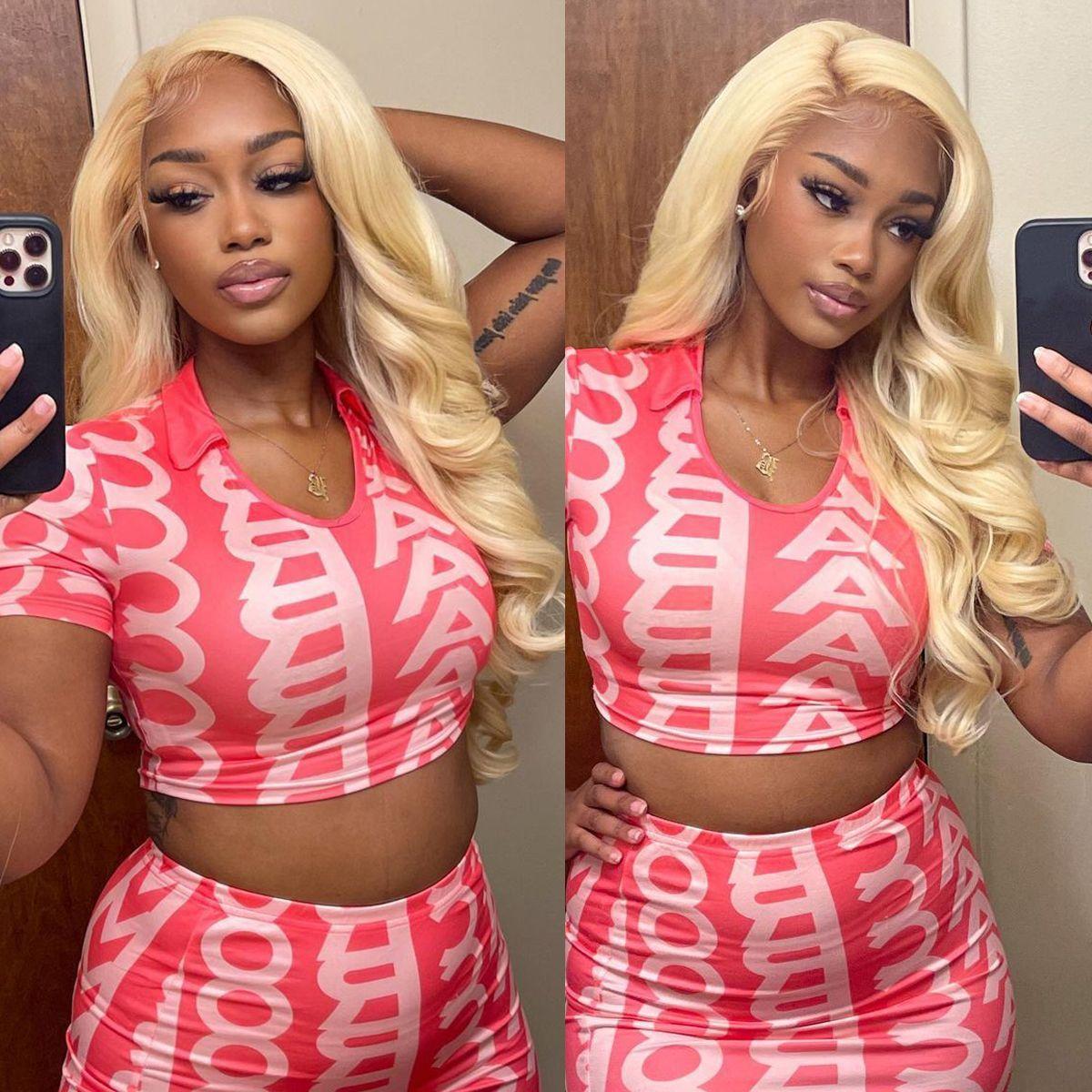 Pizazz Hair 613 Blonde Body Wave Lace Front Wig Human Hair 13x6 HD Transparent Lace Front Wigs Human Hair  with Pre Plucked Natural Hairline