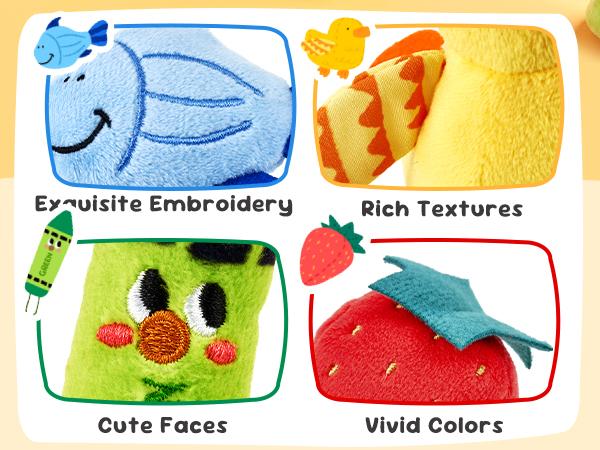 JoyCat Color Sorting Sensory Toys for Kids, Baby Montessori Toys, 12 PCS Push with 4 Boxes, Animal Fruit Crinkle Crayon Toys, Boy Girl Gift, Play Food