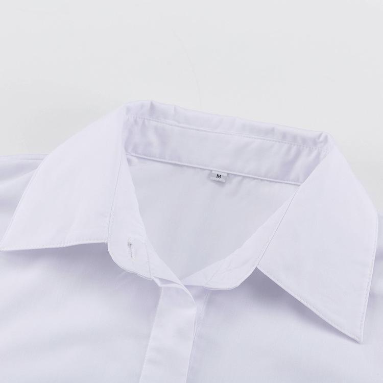 Uoozee Mini Shirt Dress, Puff Sleeves, Buttons, Solid Color, Lapel Casual Women's Summer Leisure Wear Basic Comfortable Ladies Simple Short Long Sleeve Shirt Dress Suitable for Dating, Daily Leisure, Party Springtok Womenswear