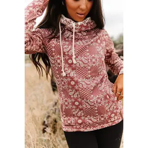 DoubleHood Sweatshirt - Cowboy Kisses | Womenswear Hoodie | Bandana Paisley Print | Stretchy Casual | Plus Size