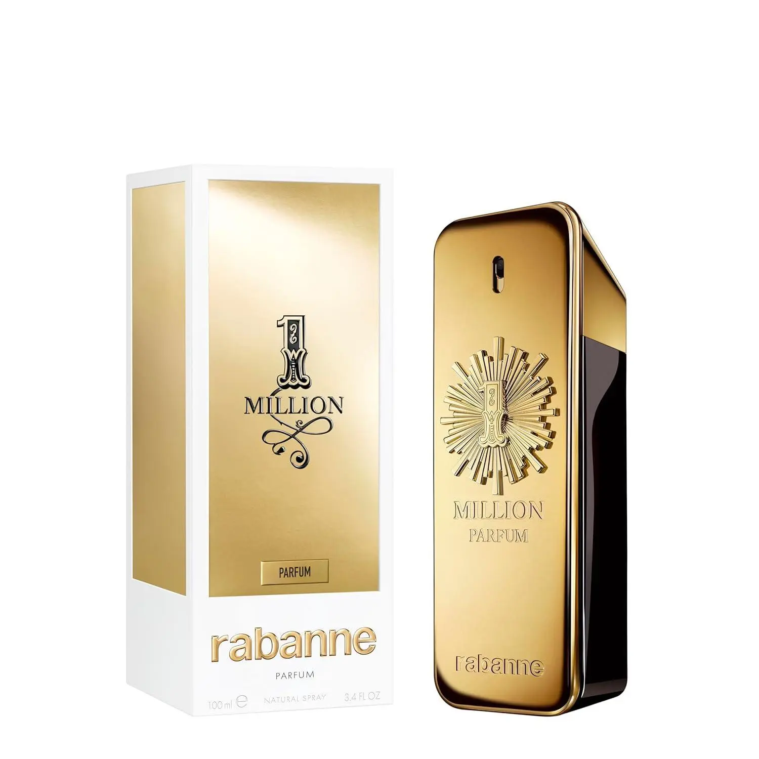 Paco Rabanne 1 Million Parfum Men Parfum Spray 3.4 oz Eau Deparfum Bold Confident Scent, Fresh, Single Item