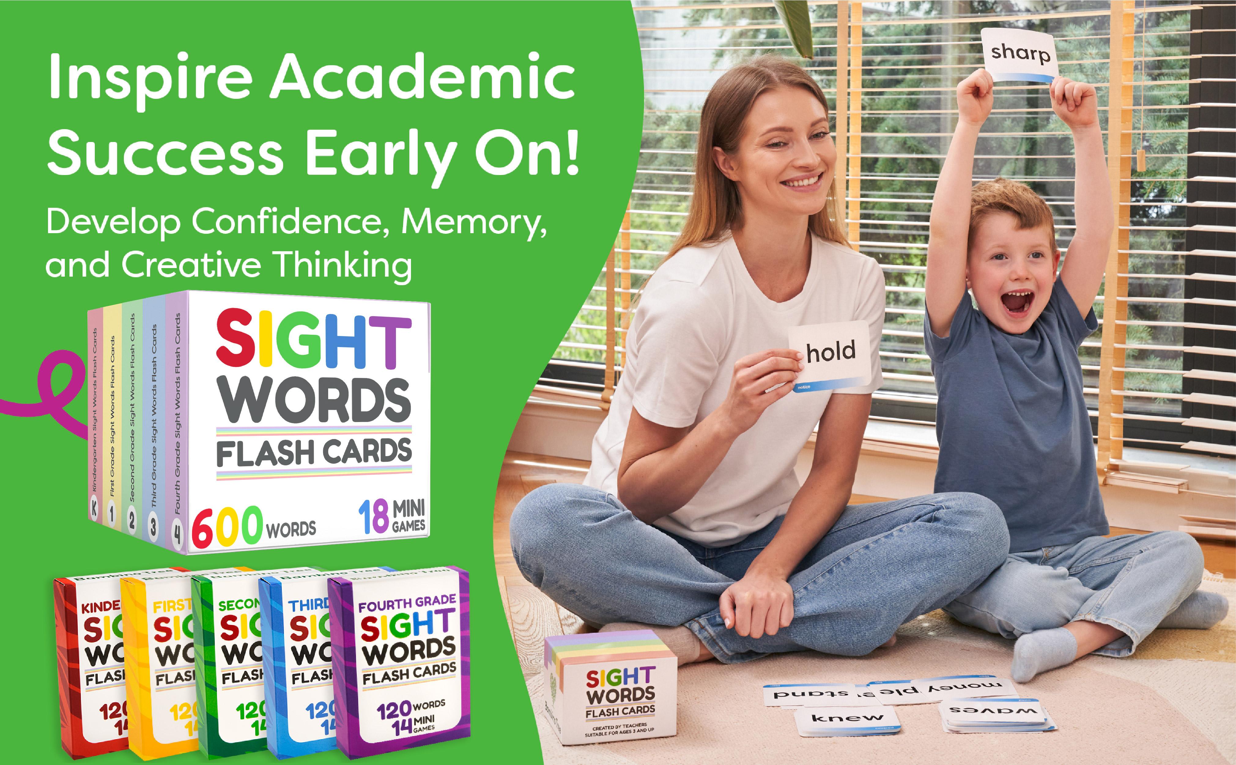 Sight Words Flash Cards - 600 Words from Dolch's & Fry's Lists for Kindergarten, 1st, 2nd, 3rd & 4th Grade