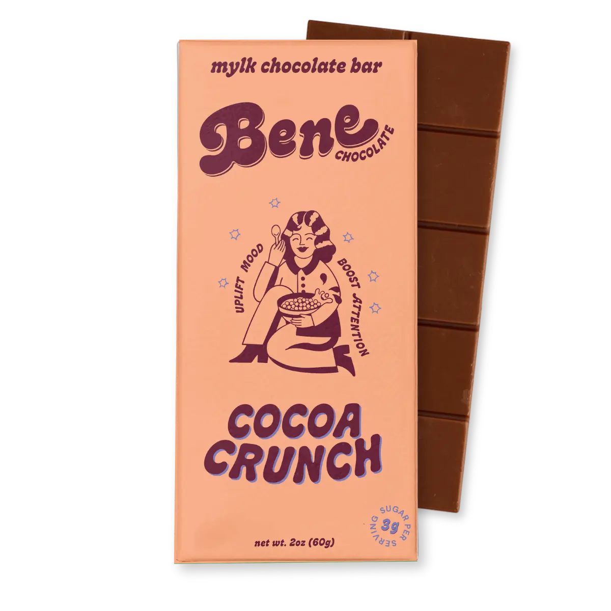 Cocoa Crunch Milk Chocolate Bar - Organic, Dairy-free, Low Sugar