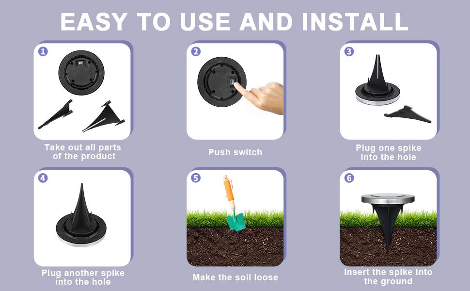 SOLPEX Solar Ground Lights Outdoor, Waterproof 8 LED Solar Powered Disk Lights Outdoor Garden Landscape Lighting for Yard Deck Lawn Patio Pathway Walkway solar  power