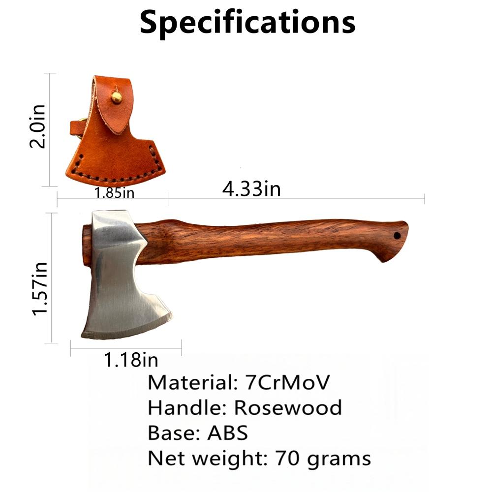 Mini axe with leather sheath, suitable for waist and neck hanging, multifunctional EDC tool for unboxing and opening letters