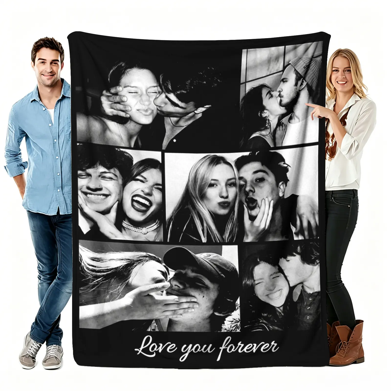 Personalized Flannel Custom Blanket - Custom Memory Printed Graphic Throw, Message Blanket for Couple Gifts, Ideal for Anniversary Valentine’s Day Cozy Decor, Custom Blankets, Graphic Blankets
