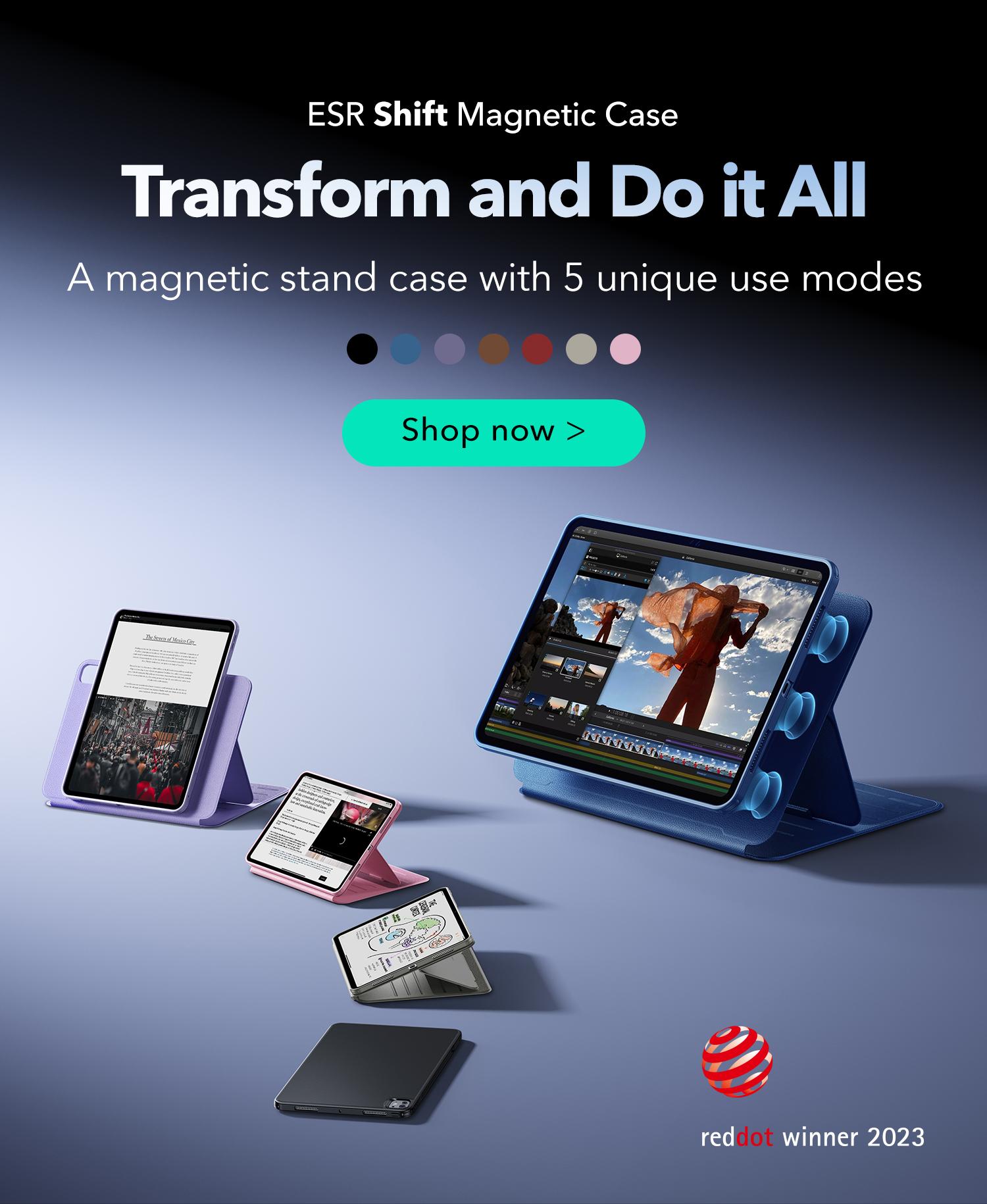 ESR for iPad Air 11/13 inch 2026 Case, iPad A16/10th Gen Case, iPad Pro 11/13 inch case, Air 5th/4th Case, Removable Magnetic Cover, Ultra-Stable Case with Pencil Holder, 9 Standing Angles, Shift Series