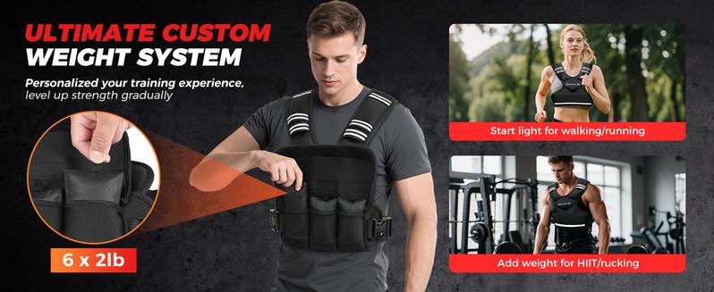 【JumpstartSale】BAGAIL Adjustable Weighted Vest 4-10lb 12-18lb 20-32lb Rucking Vest for Women & Men with 6 Weights & Large Pocket Ideal for Home Workouts Running Walking Strength Training Muscle Exercise Equipment 【JumpstartSale】BAGAIL Adjustable Weighted Vest 4-10lb 12-18lb 20-32lb Rucking Vest for Women & Men with 6 Weights & Large Pocket Ideal for Home Workouts Running Walking Strength Training Muscle Exercise Equipment