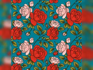 Love Letters | Roses are Falling - Teal by Rachel Hauer for FreeSpirit | PWRH134.TEAL