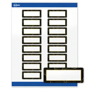 Avery Printable Rectangle Address Labels, 1" x 2-5/8", Glossy White, Pre-printed Black Border/Gold Veins  Design, Sure Feed Technology, Laser & Inkjet Compatible, 320 Total