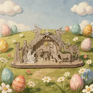 Deluxe Wooden Nativity Scene Laser-Cut 2025 - Timeless Christian Décor for Easter Renewal & Resurrection Joy Sturdy Durable Wood Christmas Set