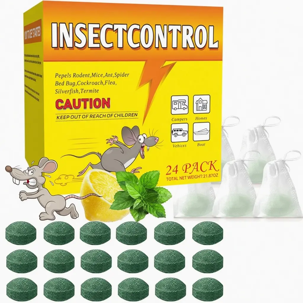 24PCS Rodent Repellent Balls, Home Kitchen/Indoor/Outdoor/Car Engine Protection, Long-Lasting Peppermint Oil Formula, Safe for Pets & Kids,  Effective Pest Control Solution