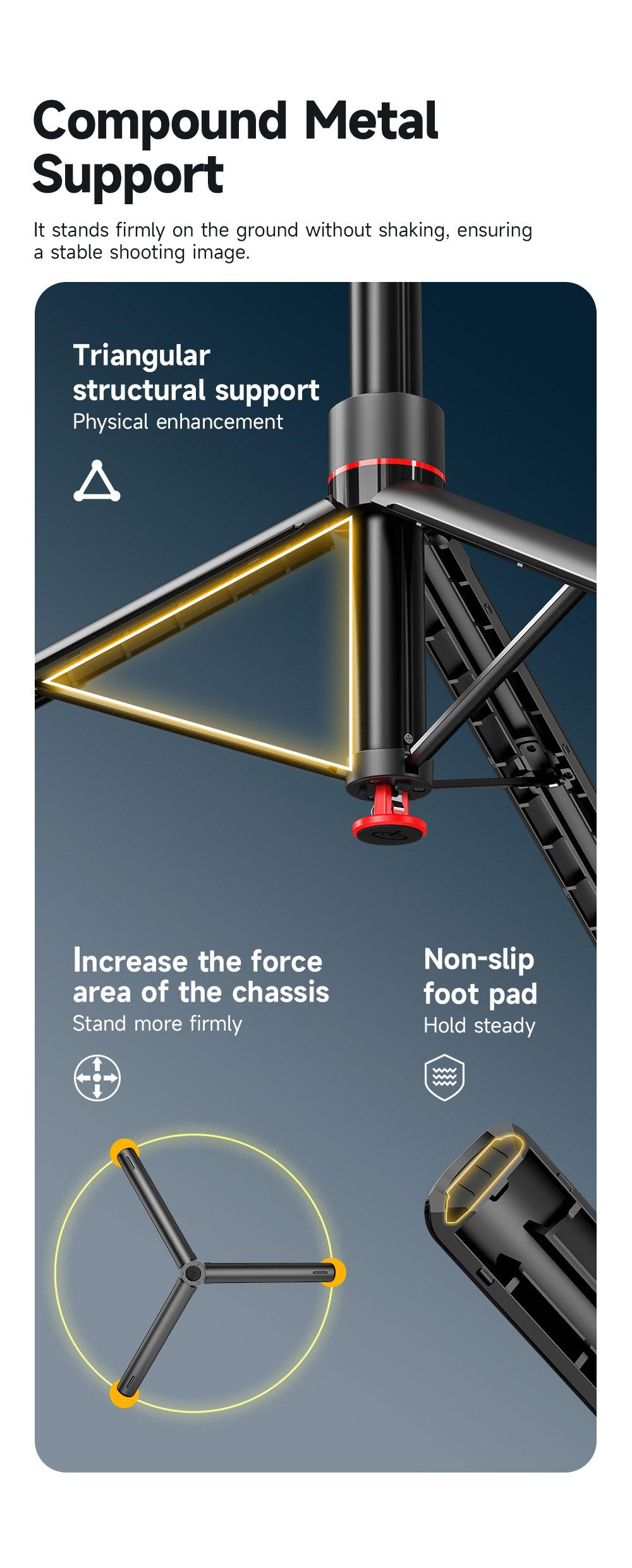 Auto Face Selfie Stick 360° Rotatable Tripod for iPhone One Click Pop Up Gesture Control Handheld Stabilizer Detachable Phone Holder Multifunctional Remote Control 68.9 inches Smartphone Camera Accessories