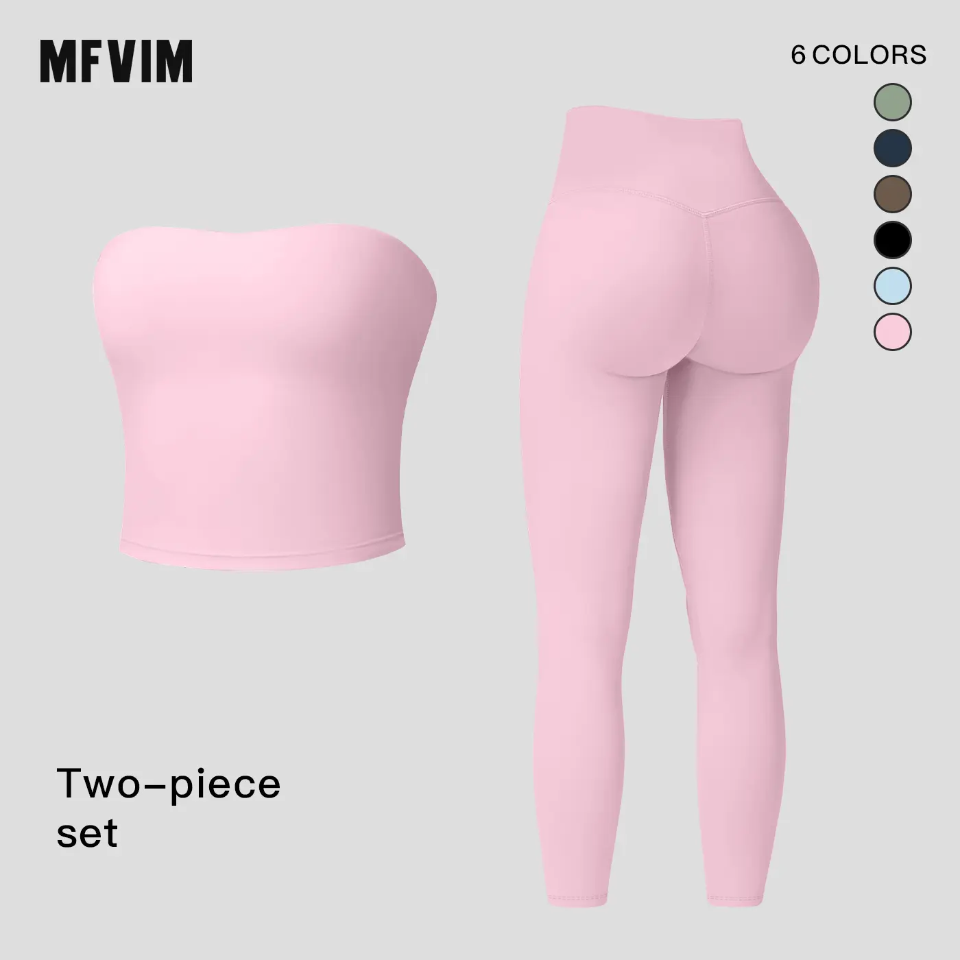 Women's Solid Color Crop Tube Top & High Waist Leggings Sports Set by MFVIM - Casual, Comfortable, Breathable Two-Piece Outfit for Yoga, Gym, Workouts, Running, Ladies' Summer Sportswear, Activewear,summerwins,travel essentials,camping essentials
