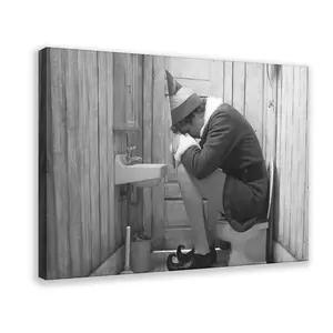 Elf Movie Bathroom Poster, Black And White, Funny Christmas Wall Art, Vintage Print, Buddy The Elf, Boys Bathroom Decor