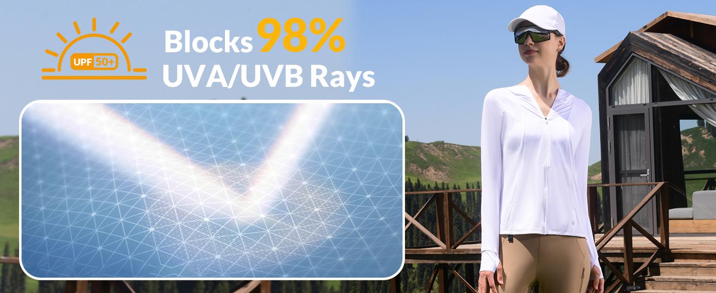 baleaf Women's UPF50+ Hoodie Sun Protection Shirts Lightweight Breathable SPF Jacket UV Cooling Long Sleeve Summer Outdoor Hiking Gardening Fishing