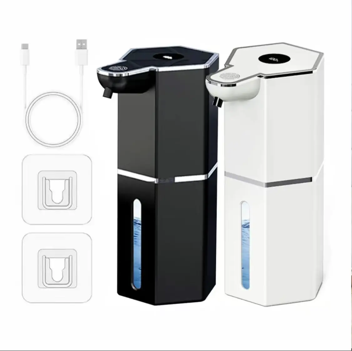 Upgraded automatic soap dispenser, USB rechargeable electric soap dispenser, wall-mounted/desktop dual-use, multifunctional design, suitable for both bathroom and kitchen