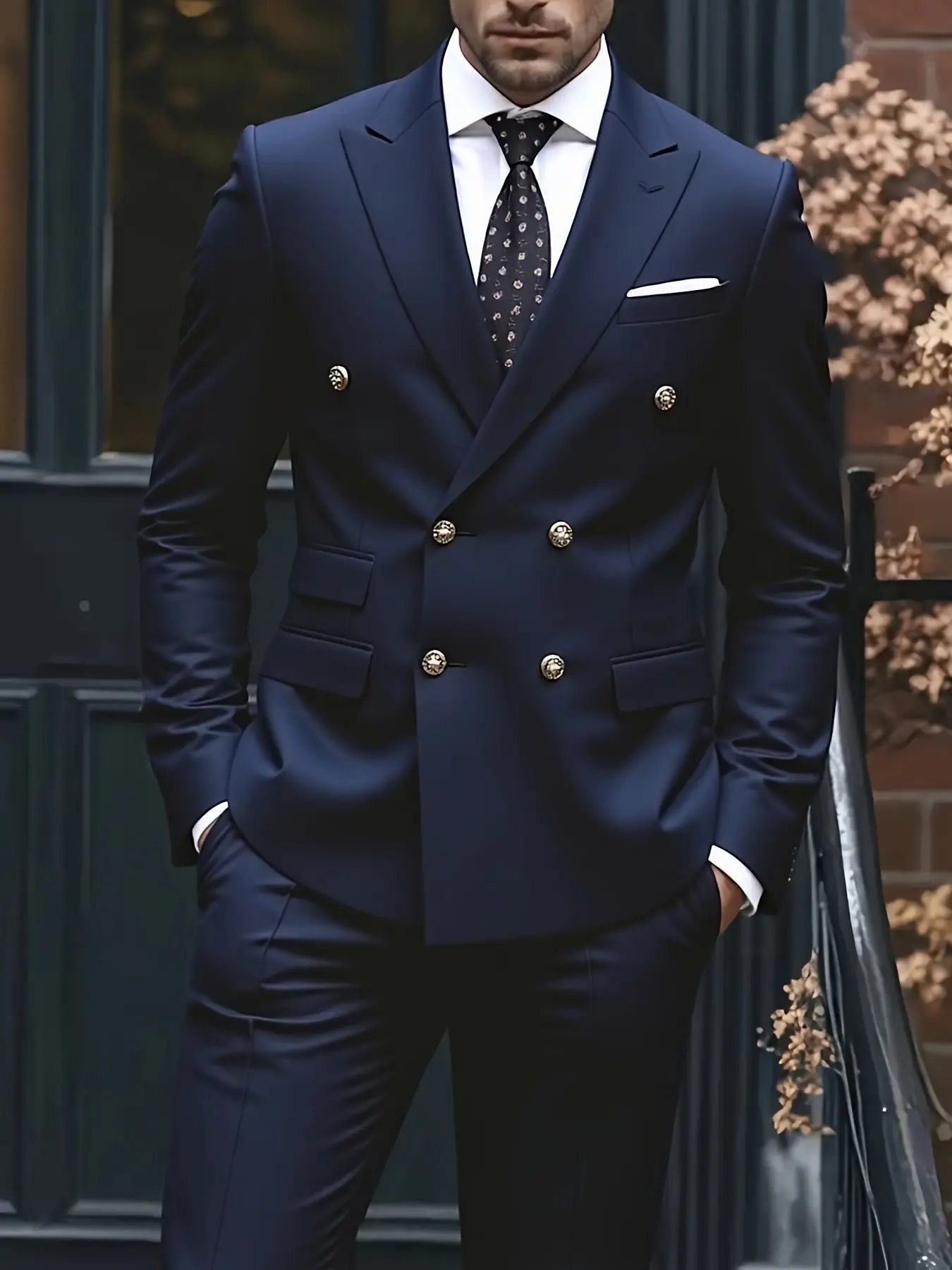 Men'S Formal Suit Two-Piece Set, Formal Wear, Formal Business Attire, Business Attire Clothes, Menswear, Workwear, Single Button Blazer and Pants, Suitable for Interviews, Business Professional Occasions, and Daily Casual Parties