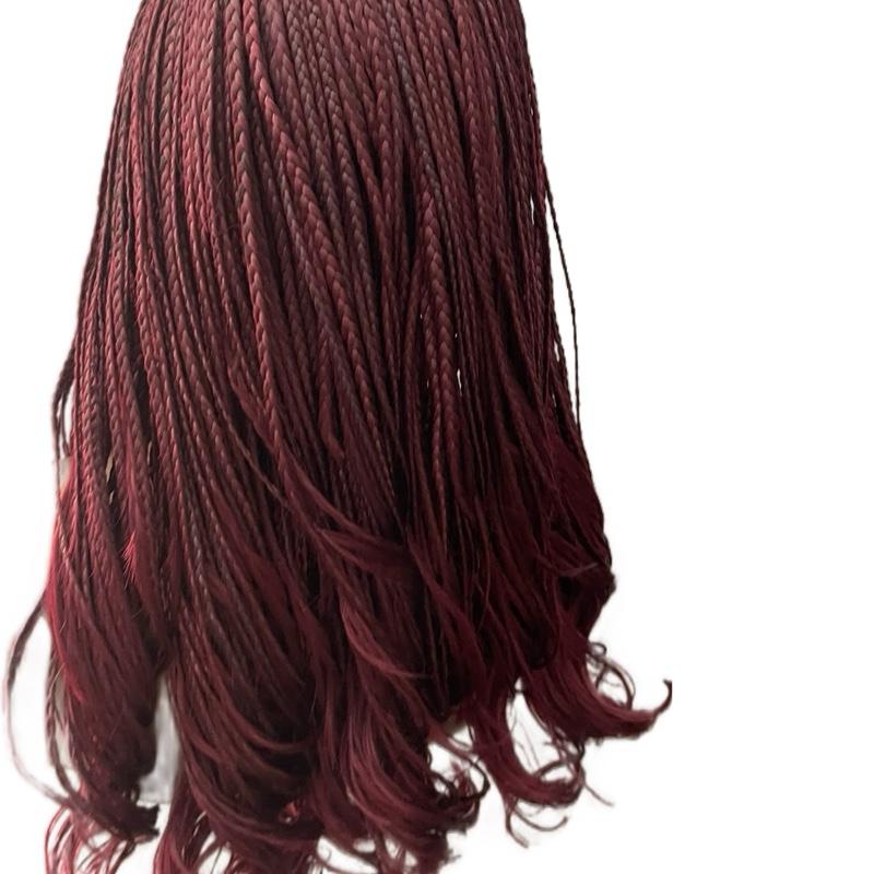 13x6 Frontal Knotless Braided Wig 18 inches- Red